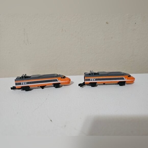 Micro Machines Galoob Tgv France Bullet Train Engine Orange En Voyage - Picture 3 of 8